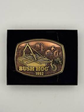 Bush Hog 1992 Belt Buckle Farm Equipment Scene Presentation Box Rectangular